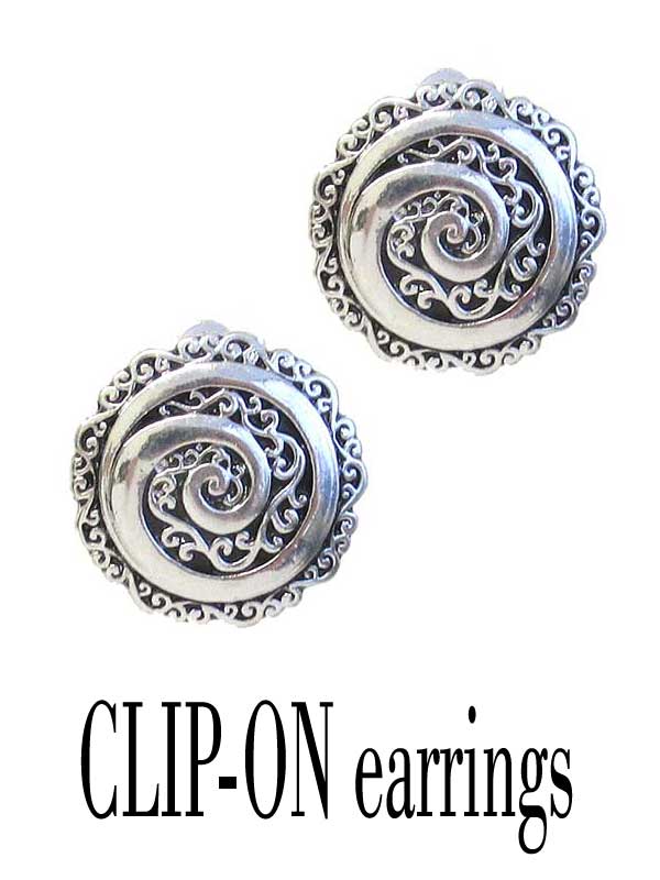 DESIGNER TEXTURED DISC CLIP ON EARRING