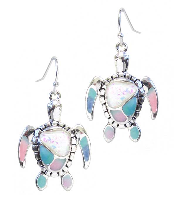 SEALIFE THEME MIX OPAL EARRING - TURTLE