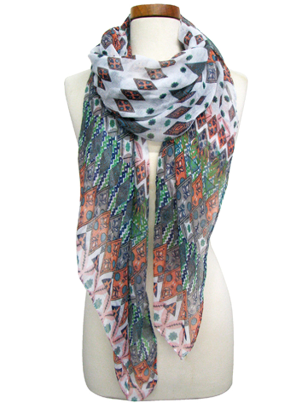100% polyester falling diamonds spring scarf