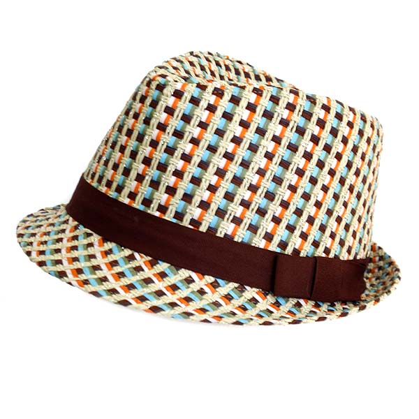 Straw ribbon accent summer fedora