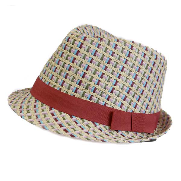 Straw ribbon accent summer fedora
