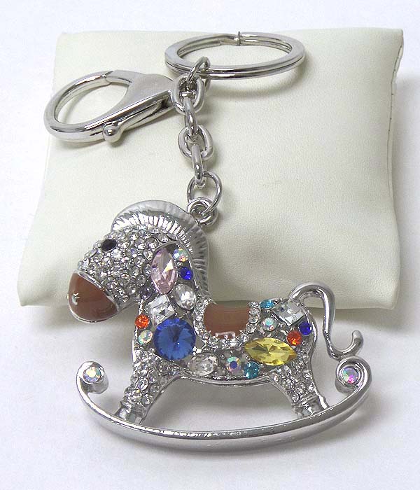 CRYSTAL ROCKING HORSE KEY CHAIN