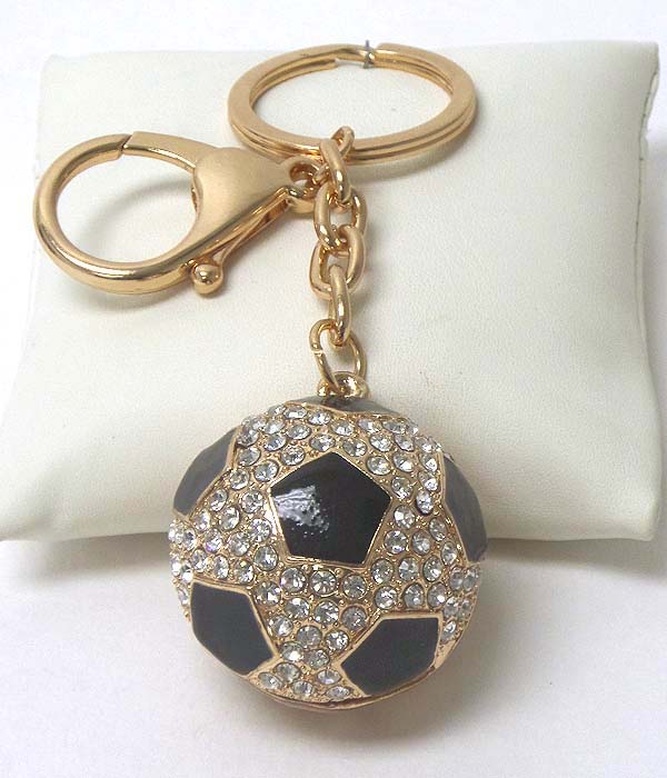 Crystal and epoxy soccer ball key chain