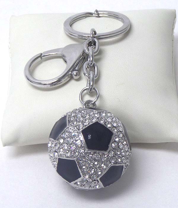 Crystal and epoxy soccer ball key chain