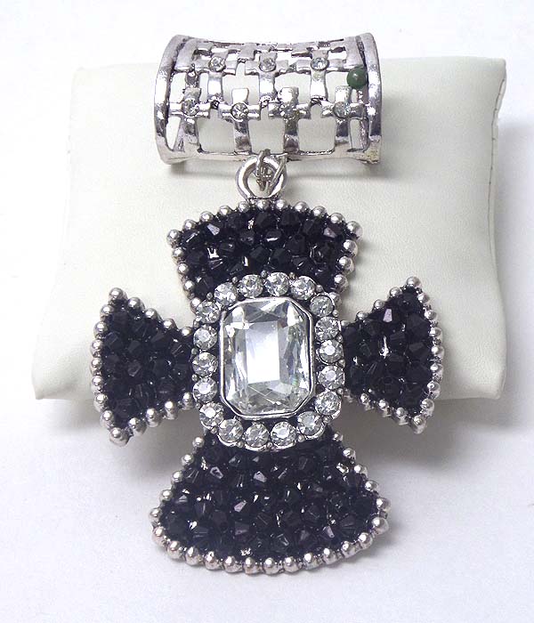 Crystal cross scarf holder charm