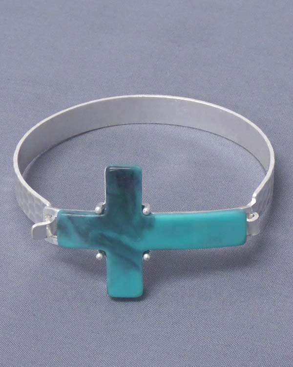 Turquoise cross bangle bracelet