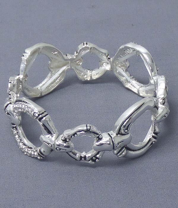 Crystal stud bamboo ring stretch bracelet