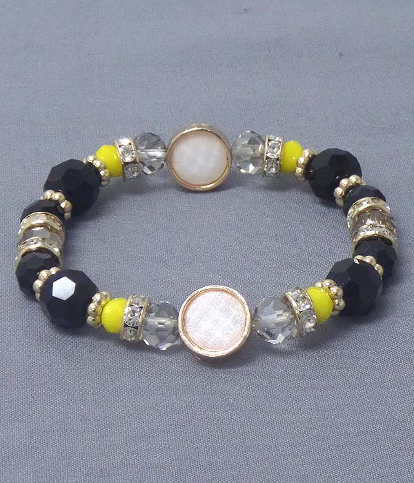 Crystal rondelle and multi acrylic ball stretch bracelet