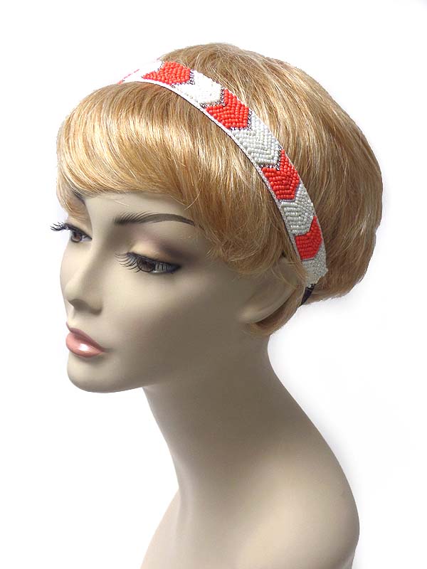 Chevron pattern seed bead stretch headband