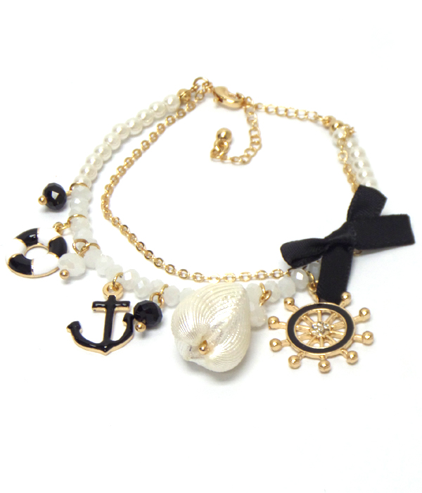 Two layer sea life theme charm bracelet  