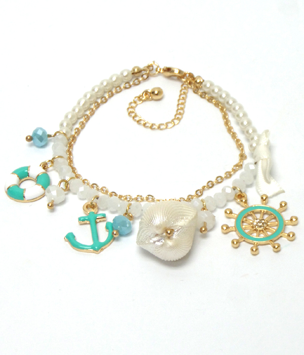Two layer sea life theme charm bracelet  