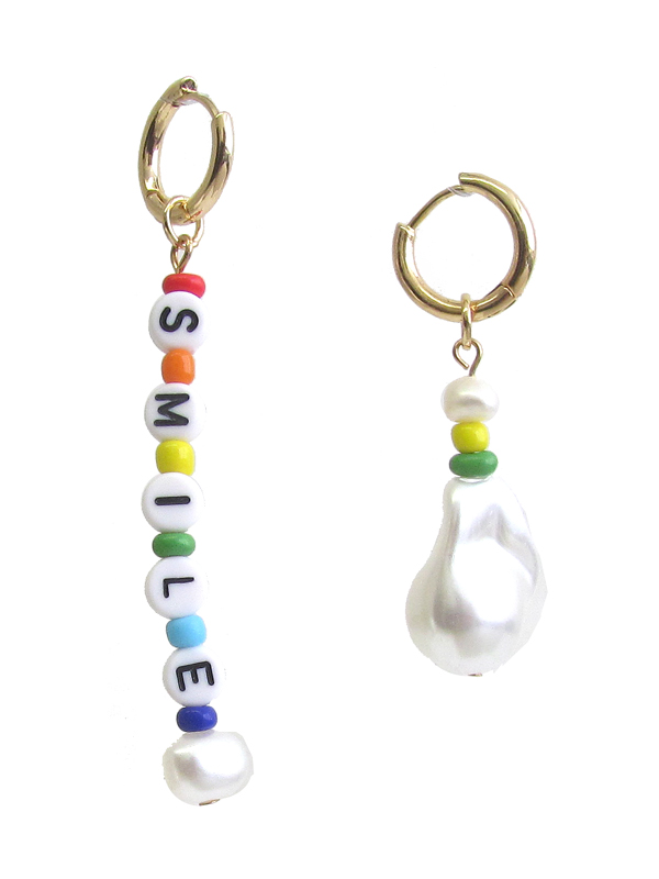 BAROQUE PEARL AND MULTI BEAD EARRING - SMILE