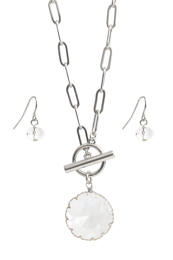 FACET GLASS PENDANT TOGGLE NECKLACE SET