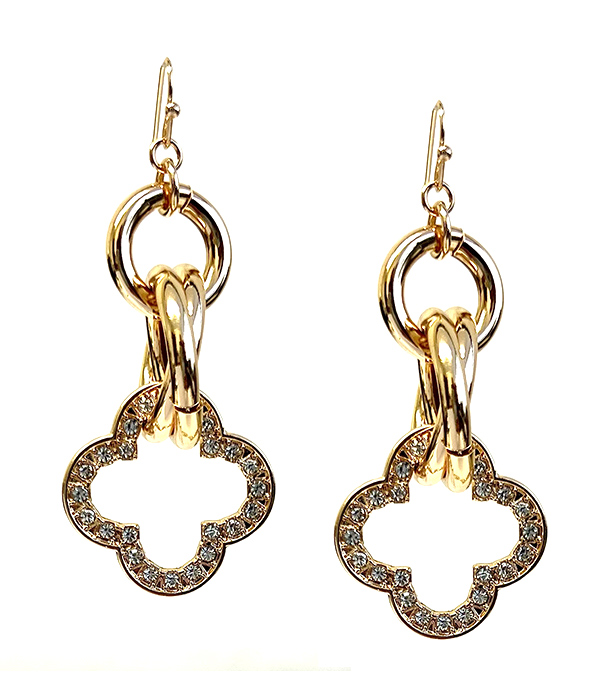 CRYSTAL QUATREFOIL DROP EARRING