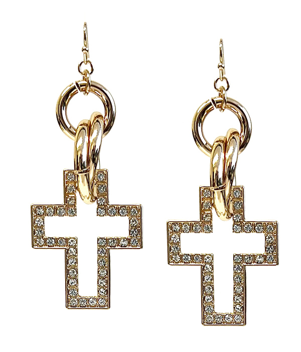 CRYSTAL CROSS EARRING