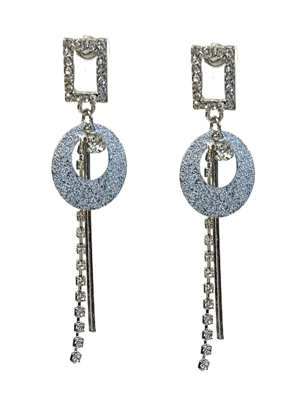 RECTANGLE RHINESTONE DROP EARRING