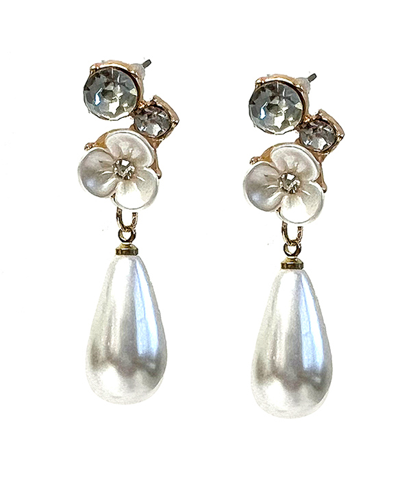 FLOWER AND TEARDROP PEARL EARRING