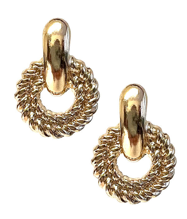 DOOR KNOB TEXTURED HOOP EARRING