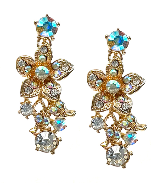 Crystal flower drop earring