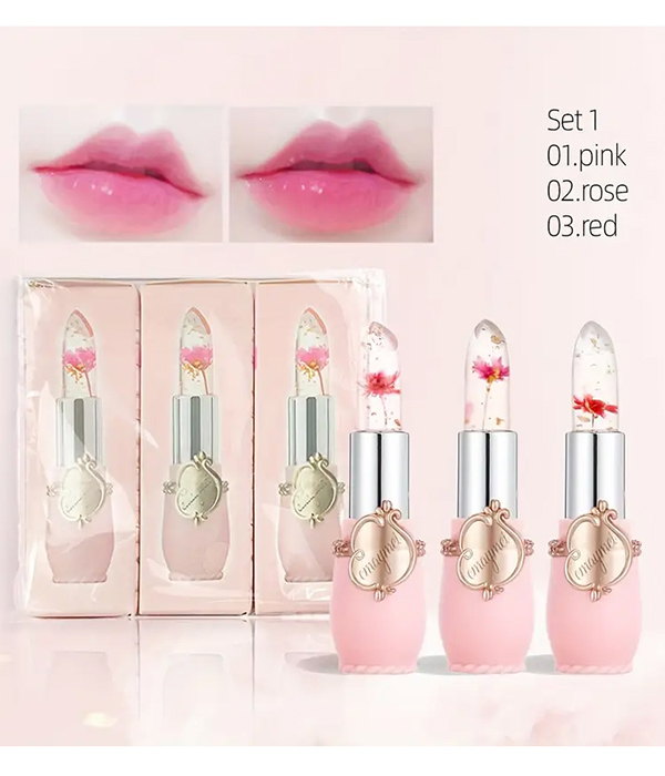 Color change matte finish 3 lipstick set - pink rose red