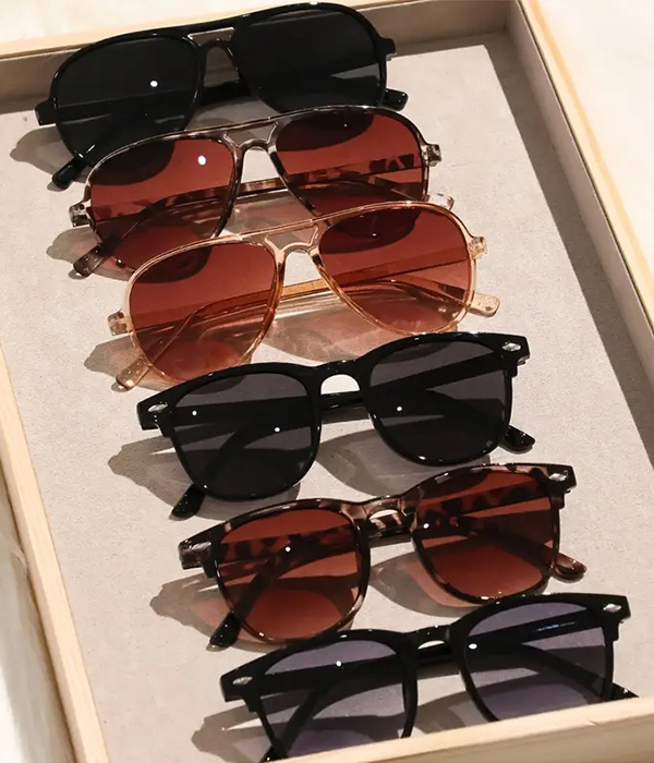 Mix shape and color 6 pcs sunglasses set