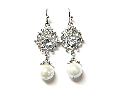 Crystal casting with pearl drop earring