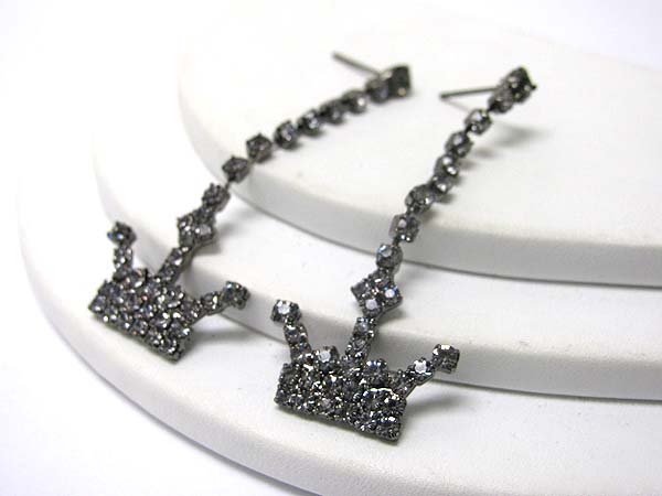 Crystal crown drop earring