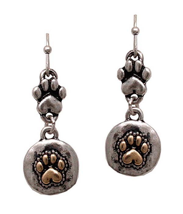 Pet lovers inspiration paw print drop earring