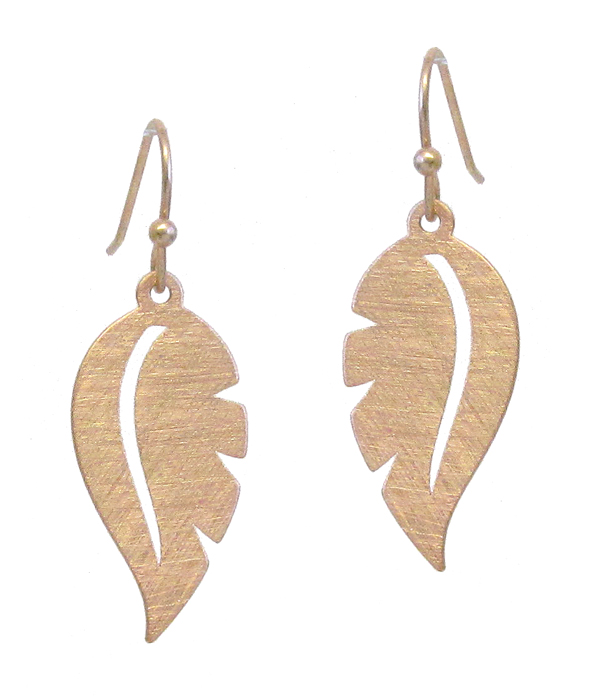 SCRATCH METAL BRASS FEATHER EARRING