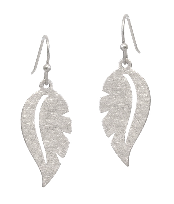 SCRATCH METAL BRASS FEATHER EARRING