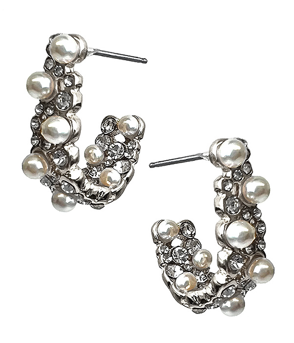 CRYSTAL AND PEARL MIX BUBBLE HOOP EARRING