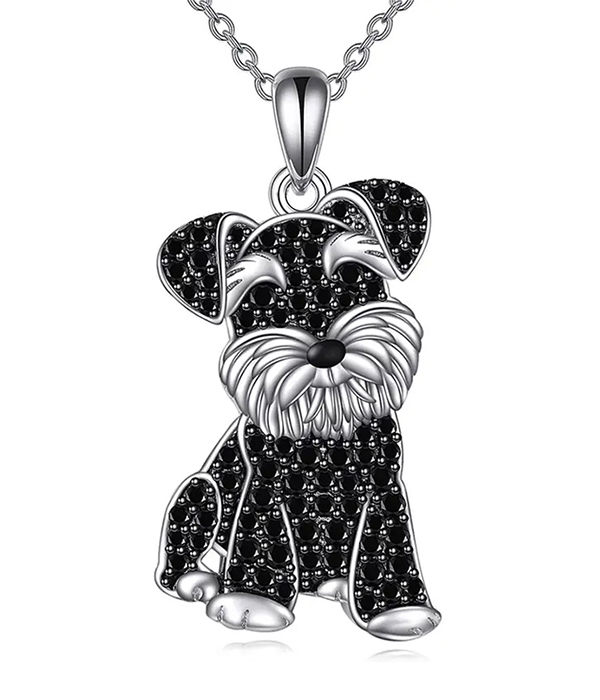 Pet lovers theme dog necklace - schnauzer