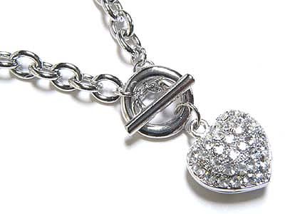 Designer inspired heart necklace with clear crystal -valentine