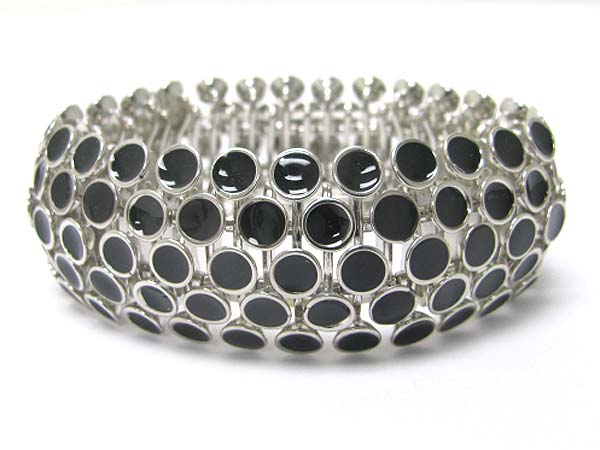 Multi metal epoxy disk link stretch b racelet