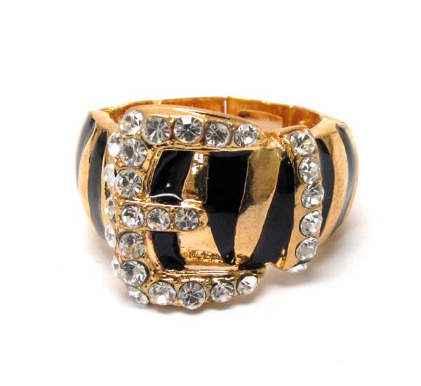 Crystal zebra print pattern belt stretch ring