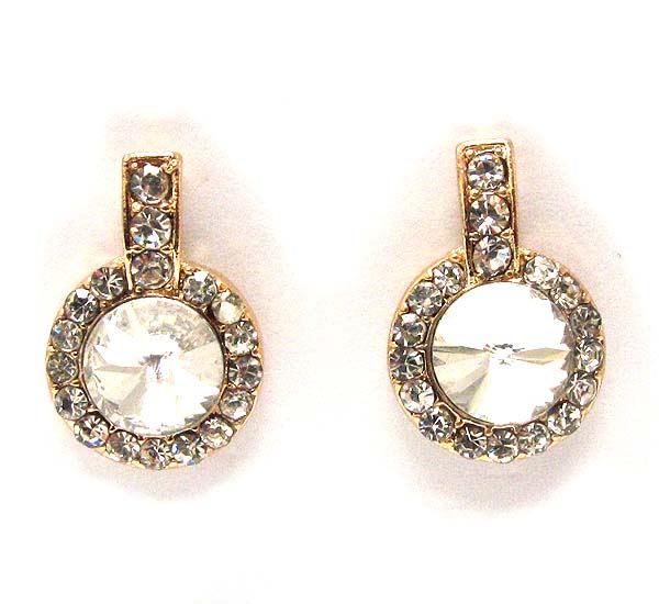 Crystal metal round stud earring
