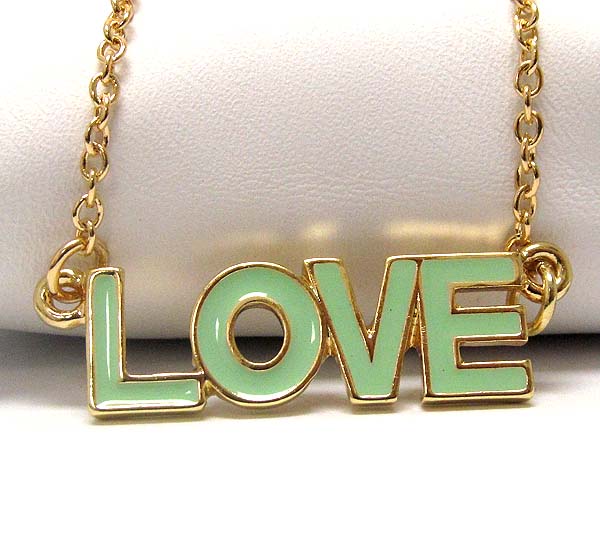 METAL EPOXY LOVE THEME CHAIN NECKLACE