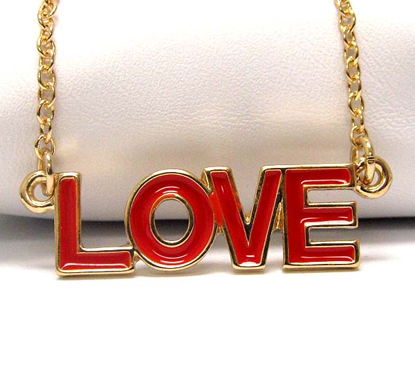 Metal epoxy love theme chain necklace -valentine