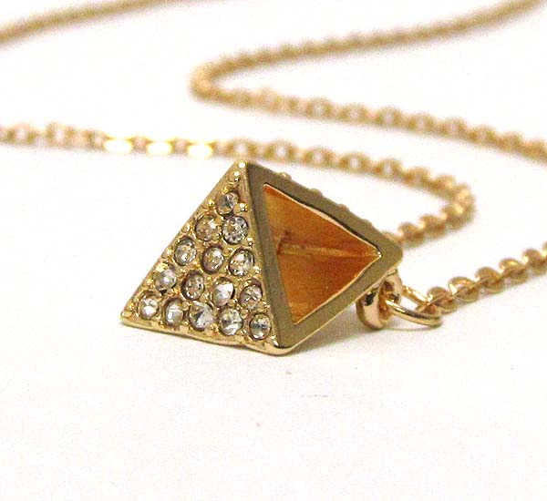 Crystal deco egyptian pyramid pendant necklace