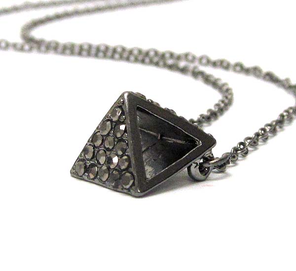 Crystal deco egyptian pyramid pendant necklace