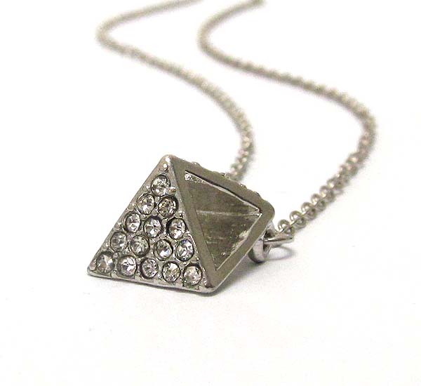 Crystal deco egyptian pyramid pendant necklace