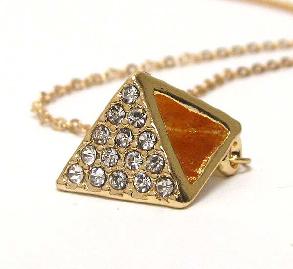 Crystal deco egyptian pyramid pendant necklace