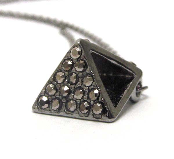 Crystal deco egyptian pyramid pendant necklace