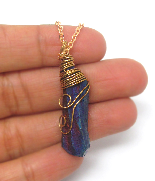 Handmade genuine semi precious stone pendant necklace