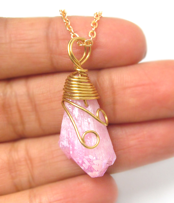 Handmade genuine semi precious stone pendant necklace