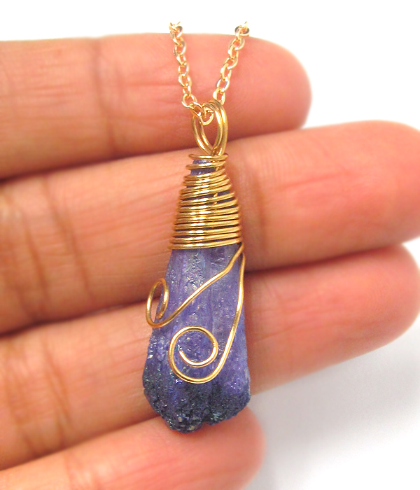 Handmade genuine semi precious stone pendant necklace