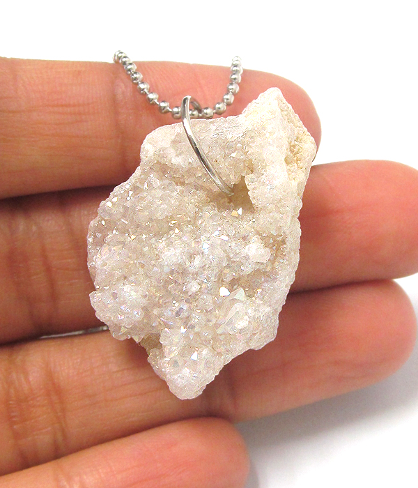 Raw semi precious druzy stone necklace