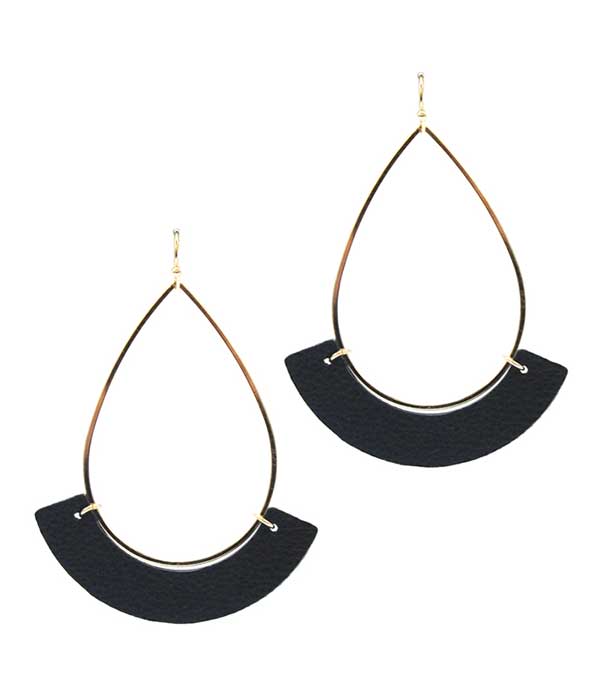 LEATHERETTE AND WIRE TEARDROP EARRING