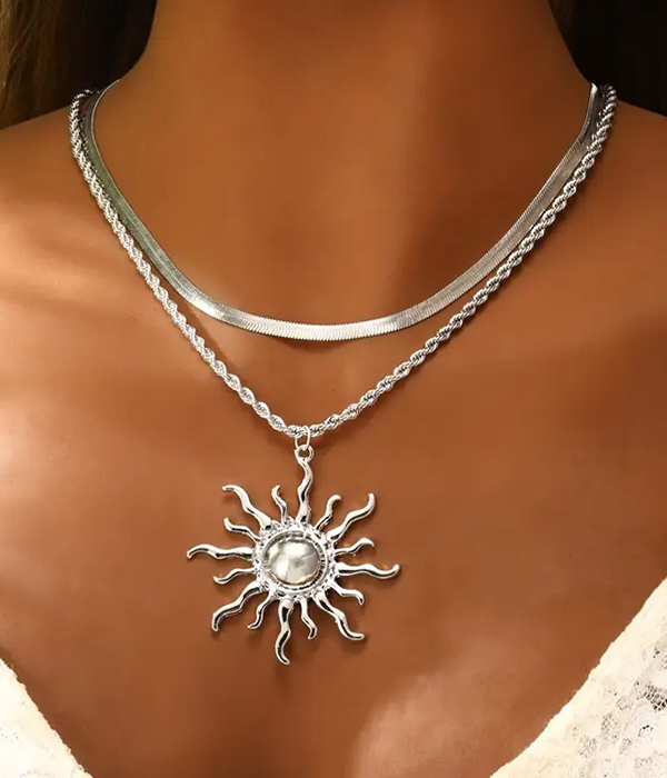 Double layer sun necklace