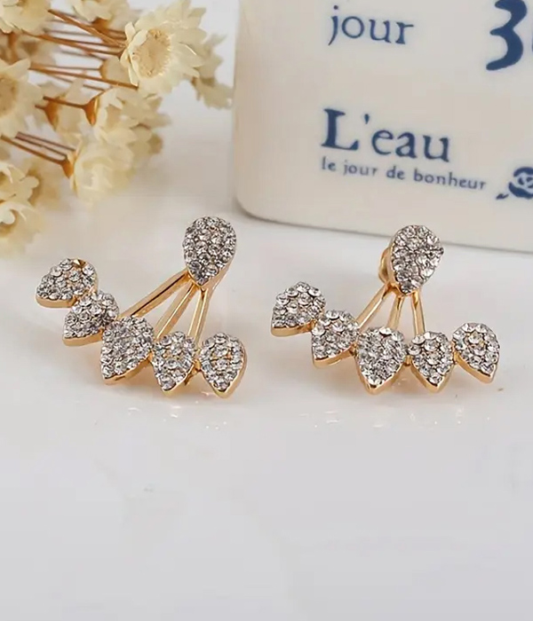 Rhinestone multi teardrop ear jacket